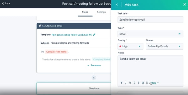 The follow-up sequences on your contacts are enriched in HubSpot